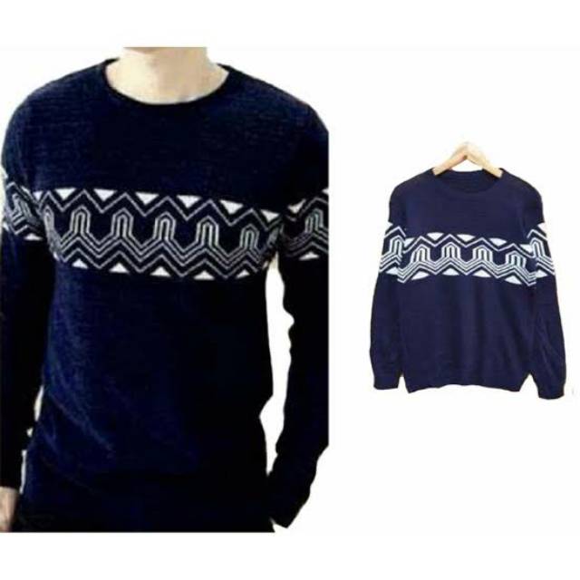 Sweater pria antony tribal - navy