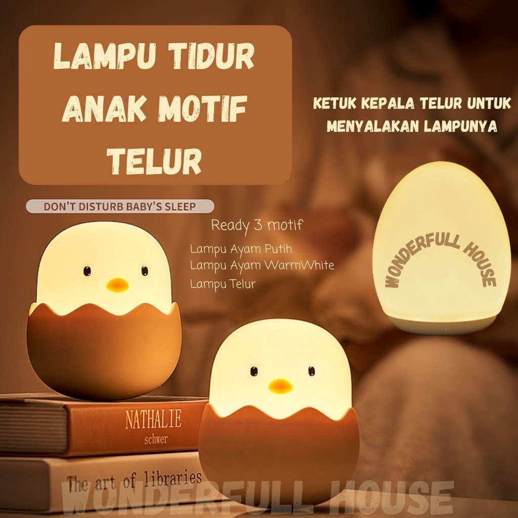 Lampu Tidur Anak Lucu Silicon Egg Shell Lampu Unik Silicone Chick Lampu Tidur Malam Bentuk Telur Ayam