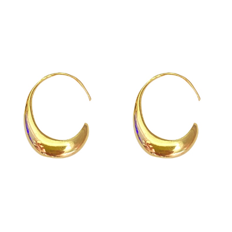 Anting Bentuk C Bahan Metal Warna Emas Gaya Vintage Korea Untuk Hadiah