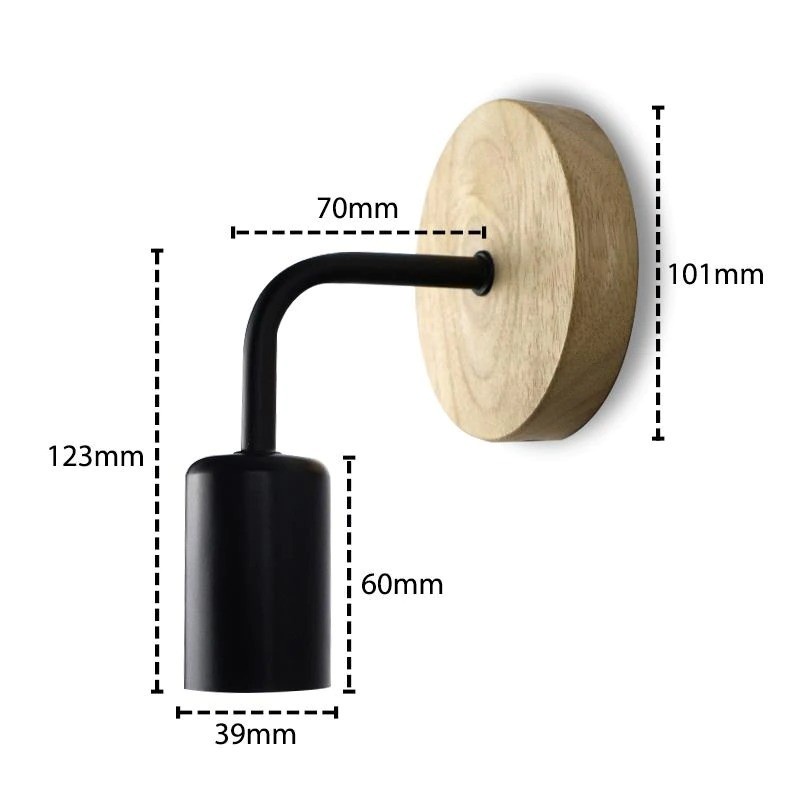 Soket Lampu Hias Dinding Minimalis Nordic Style Socket E27 - YNL01 - Black