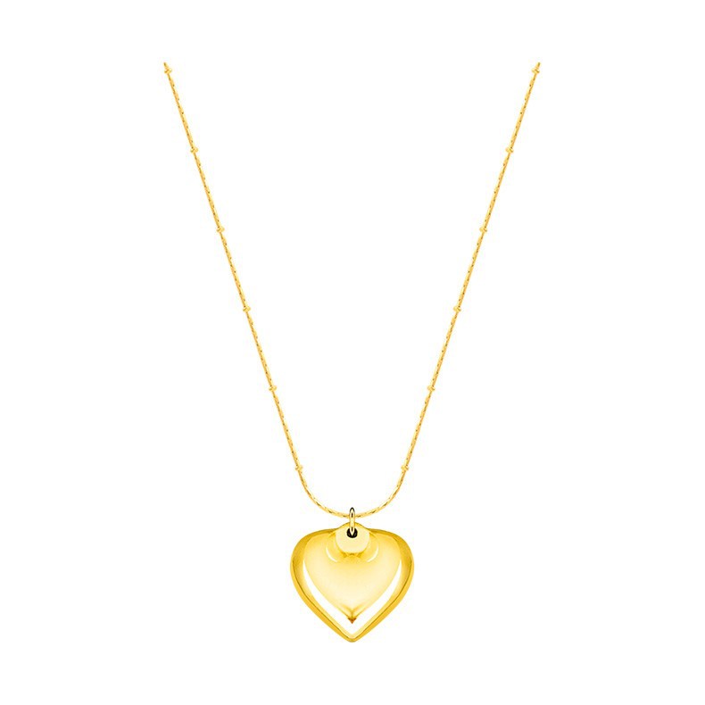 Kalung Emas Baja Titanium Liontin Cinta Tiga Dimensi Fashion