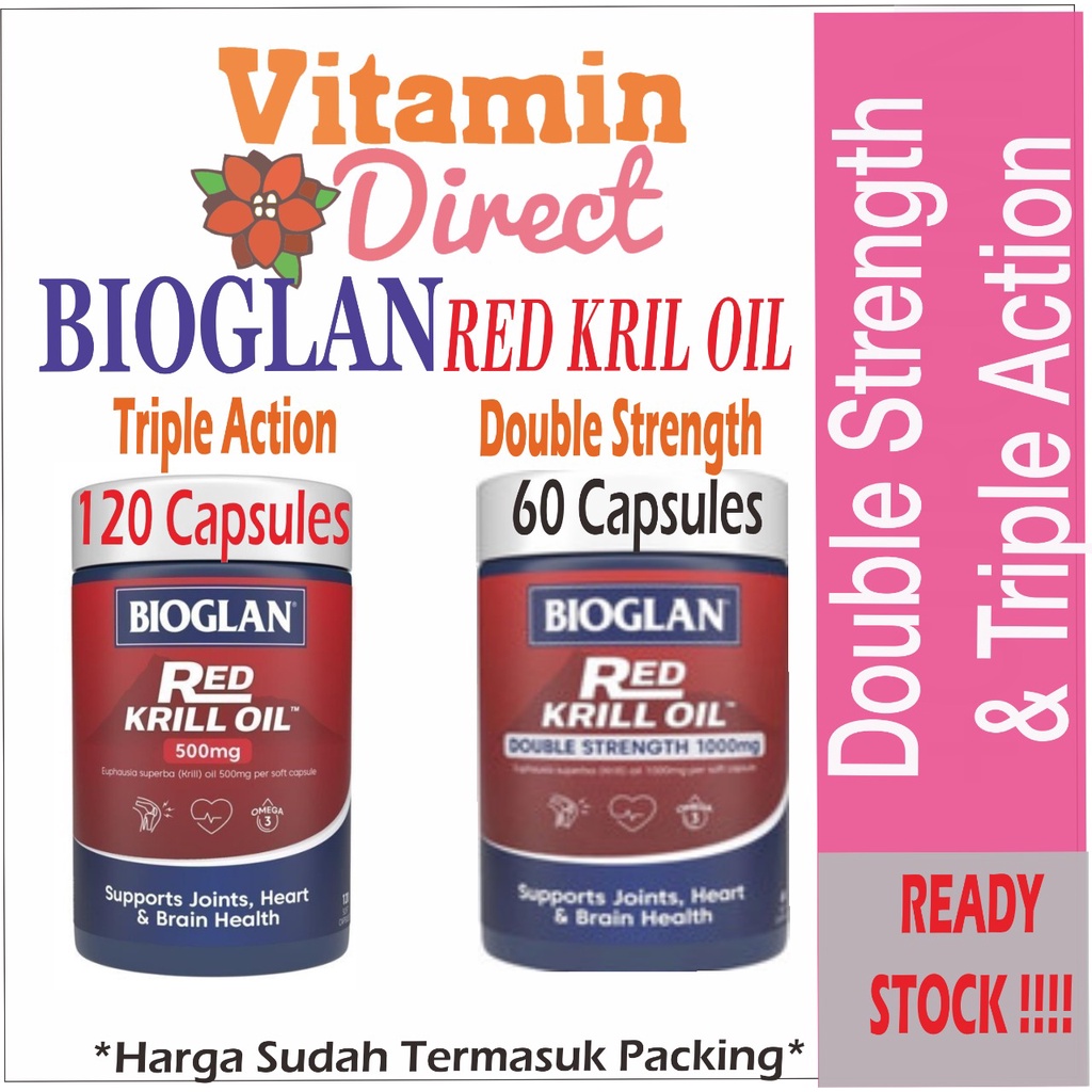 Jual Bioglan Red Krill Oil Double Strength 1000 mg 60 Kapsul or Triple