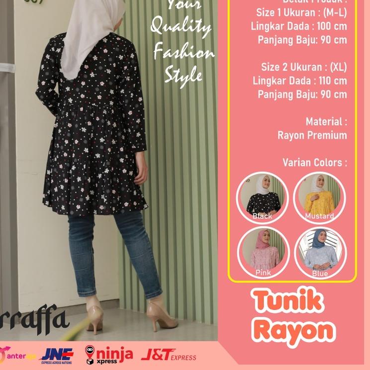 Langsung Beliii.. Baju Tunik Rayon Atasan Gamis Wanita Import Korea Premium Terbaru Kekinian Motif B