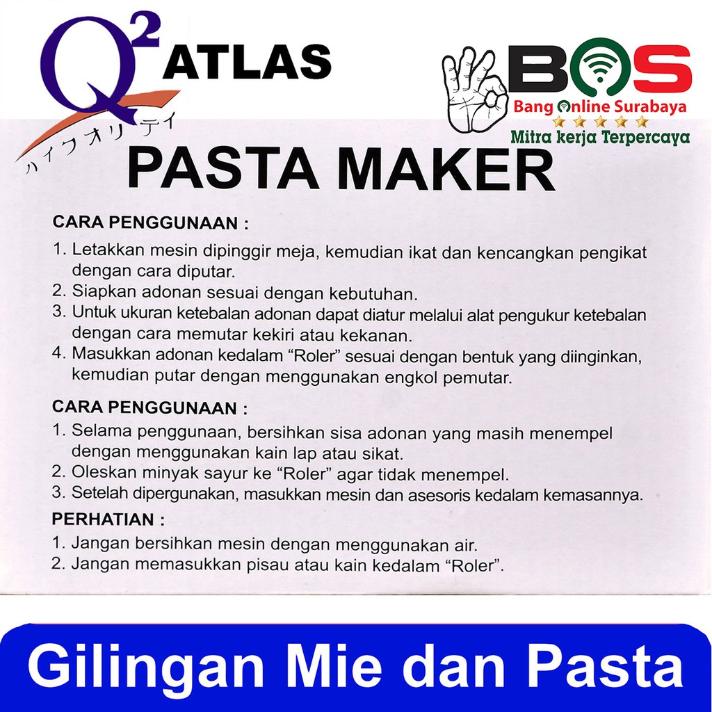 Pasta Maker Gilingan Mie Gilingan Molen Atlas Q2 8150 Q2-8150 Q28150