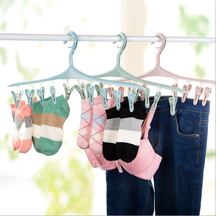 GANTUNGAN BAJU JEPITAN 8 IN 1 HANGER JEPIT JEMURAN PAKAIAN/KAOS KAKI