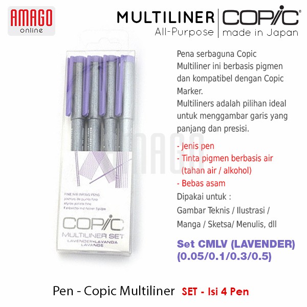 COPIC MULTILINER - LAVENDER - (4 PCS/SET) - CMLV/SET