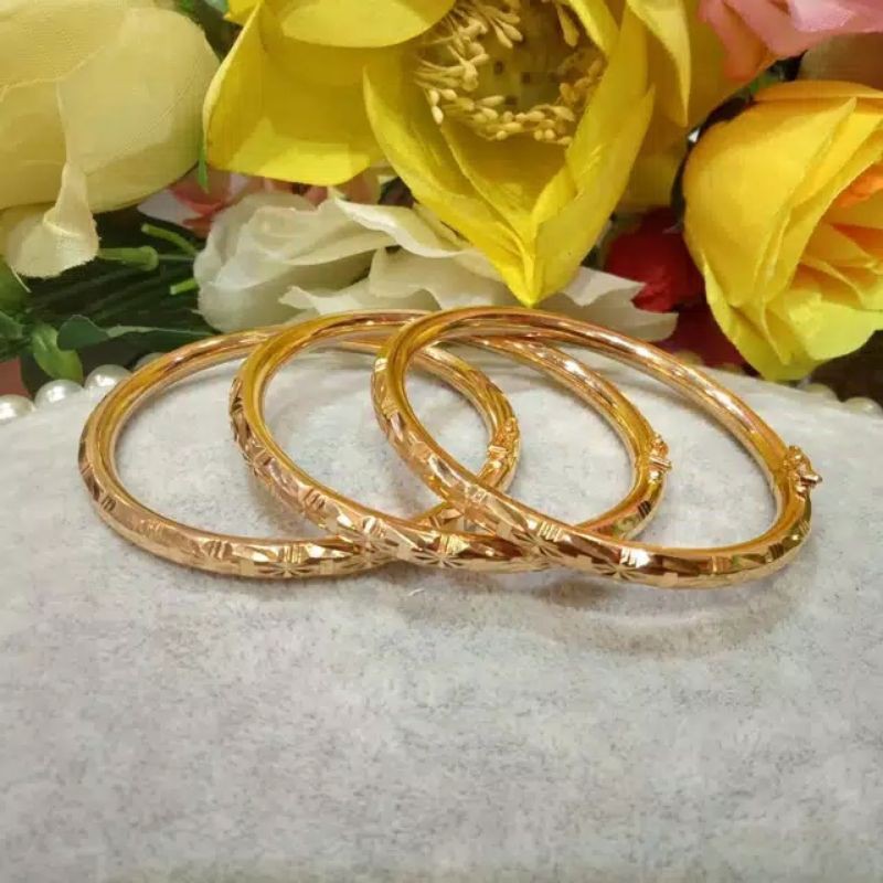 3pcs Gelang Keroncong Titanium Lapis Emas Premium Quality ANTI KARAT 62139