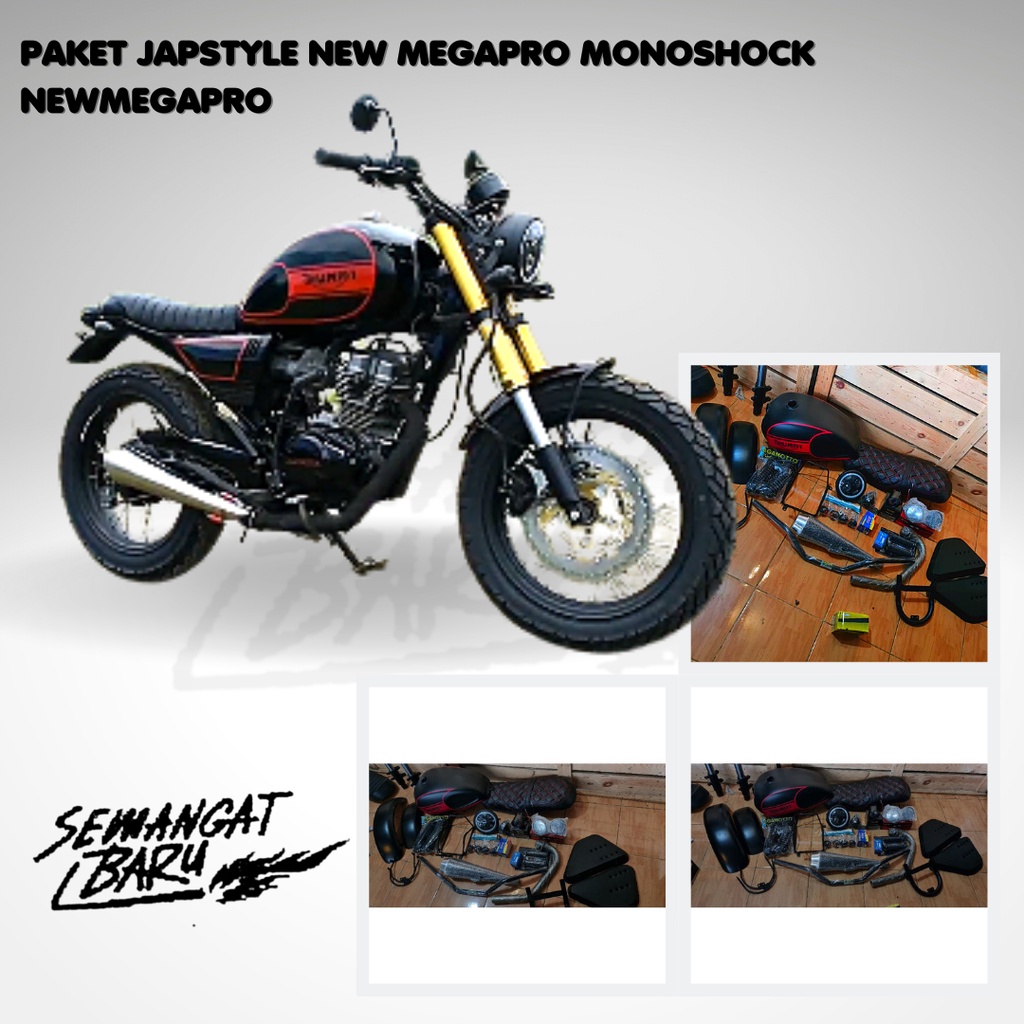 PAKET JAPSTYLE NEW MEGAPRO MONOSHOCK NEWMEGAPRO PAKET HEMAT MIDDLE BERKUALITAS GL,CB HONDA DLL