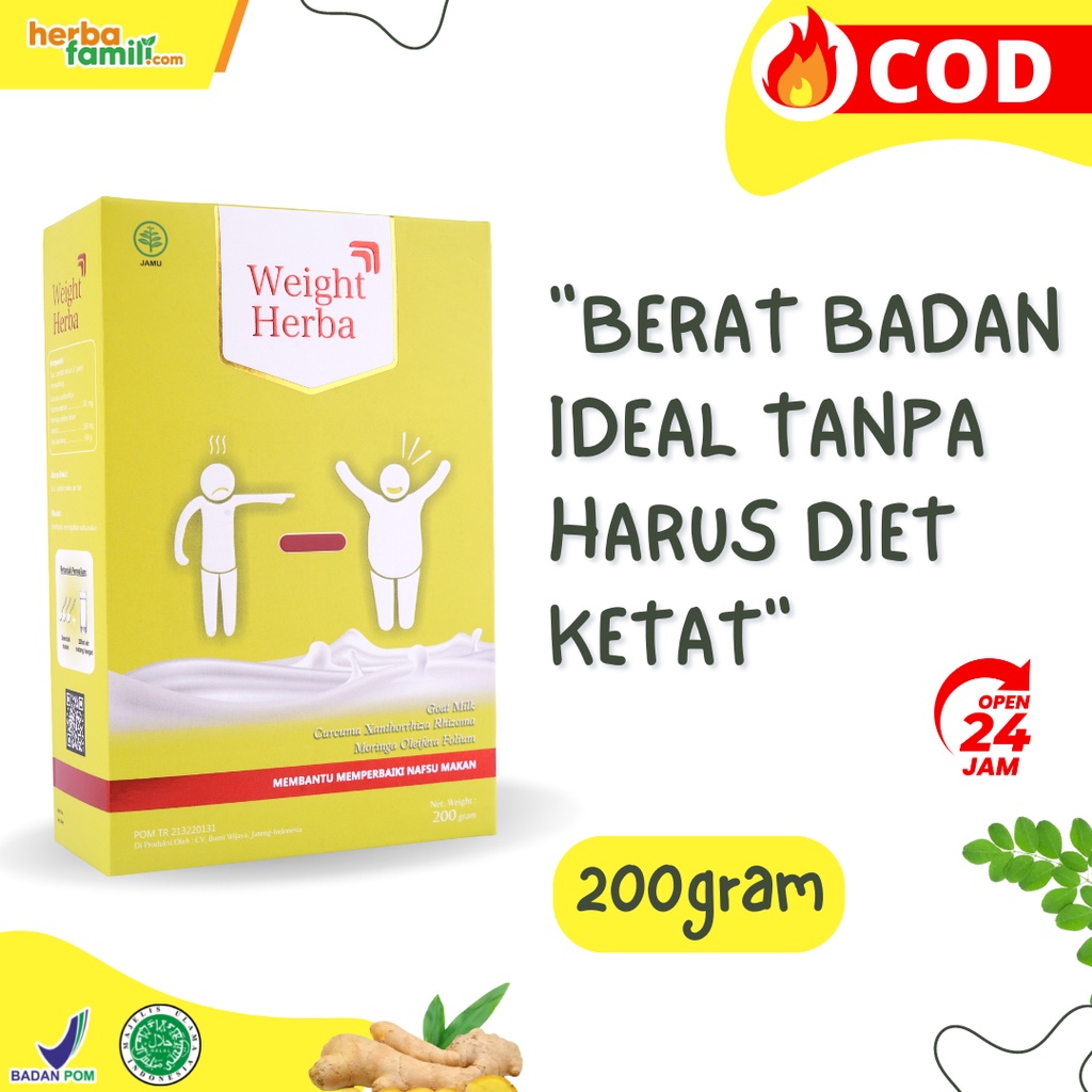 Weight Herba - 100% Original Asli Susu Penggemuk Badan - Penamabah Berat Badan &amp; Peningkatan Nafsu Makan Isi 200gr