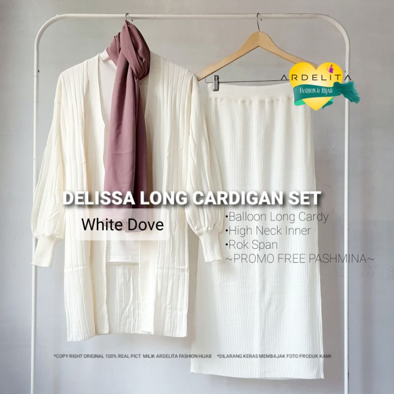 PROMO FREE HIJAB&gt;PAKET  SETELAN  PREMIUM  HEMAT  LENGKAP  DELISA  LONG  CARDIGAN SET/OOTD SET VIRAL TIKTOK