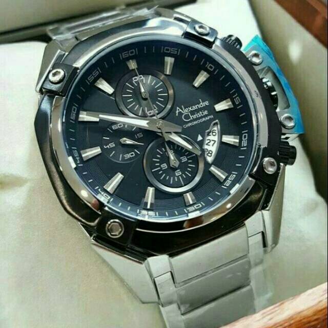 JAM TANGAN PRIA ALEXANDRE CHRISTIE AC 6225 SILVER BLACK