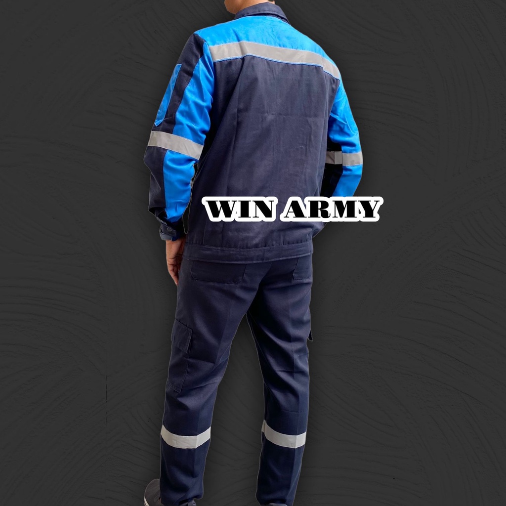 Seragam Safety Tangan Panjang Kombinasi - Seragam Proyek - Seragam Lapangan Skotlet - Wearpack Atasan - Katelpak Atasan Panjang
