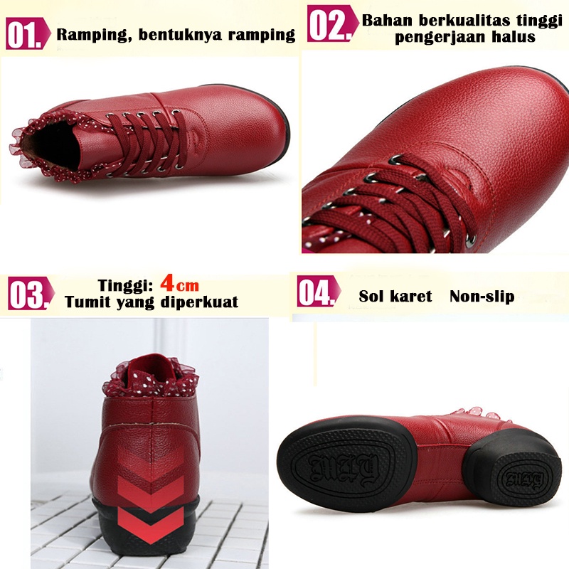 Sepatu Dansa Latin/ Line Dance Semi Boots Renda sepatu bot wanita sepatu line dance wanita uk 36~41 Sepatu dance wanita