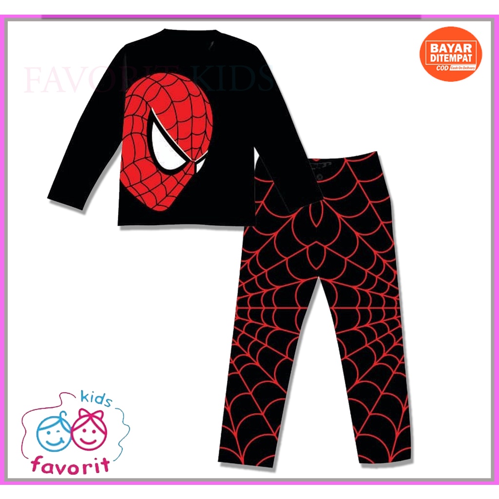 Favorit kids setelan Piyama spiderman anak laki laki lengan panjang celana panjang Size 1-10