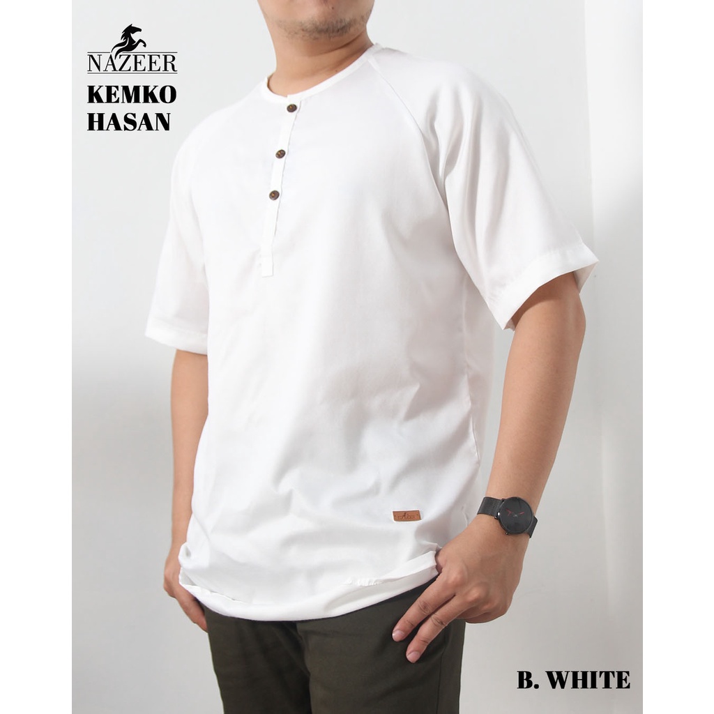 NAZEER Koko Basic Pria Kasual Simpel Keren Lengan Pendek HASAN