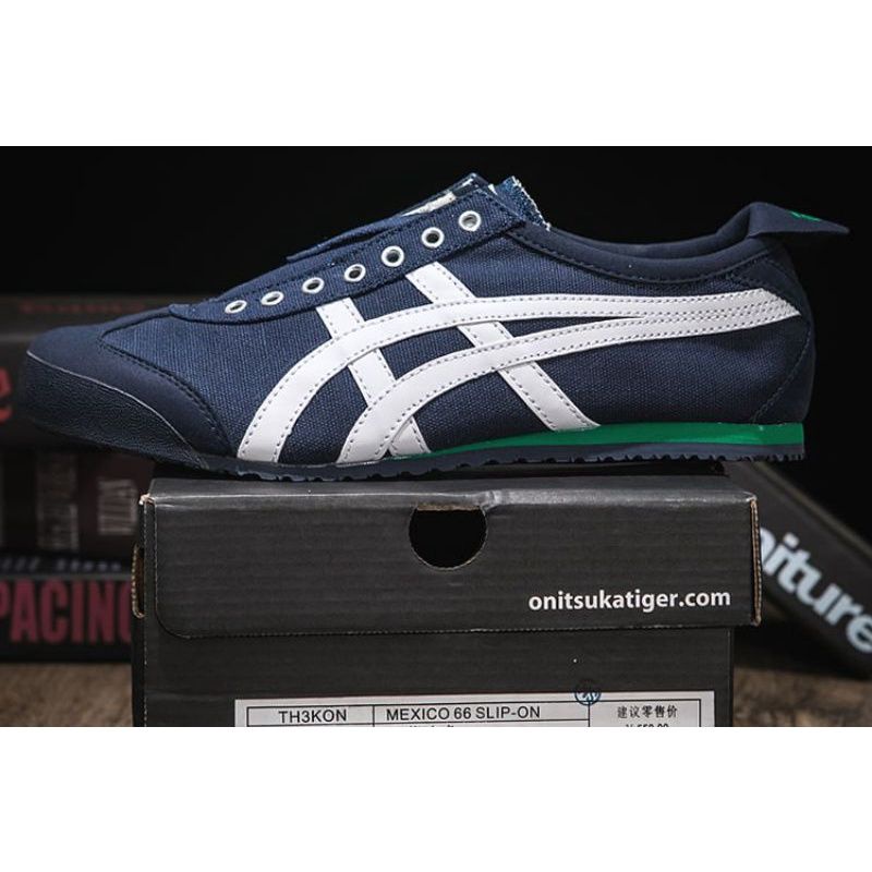 sepatu onitsuka tiger mexico66 slip on navy white green ORIGINAL