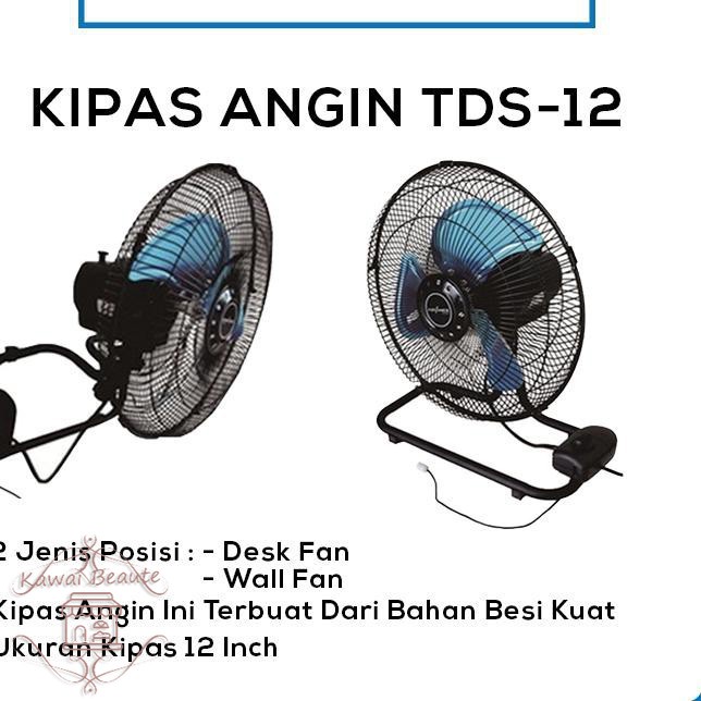 TwinDog KIPAS ANGIN BESI TD 12&quot; 12 inch 12 INCI DUO 2 in1 MEJA/ DINDING DESK FAN / WALL FAN