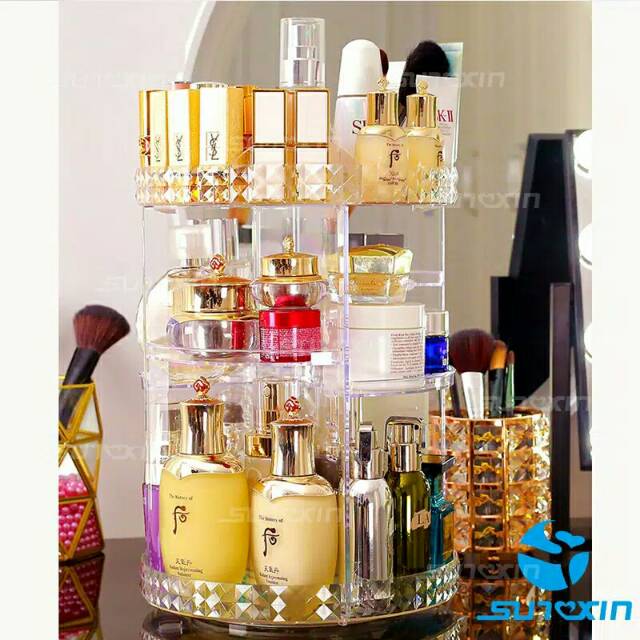 Rak Kosmetik / Rak Make Up Motif Diamond Putar 360
