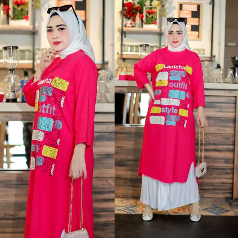 TERBARU LONG TUNIK KAOS WANITA HITS KEKINIAN PREMIUM // MIDI DRES WANITA