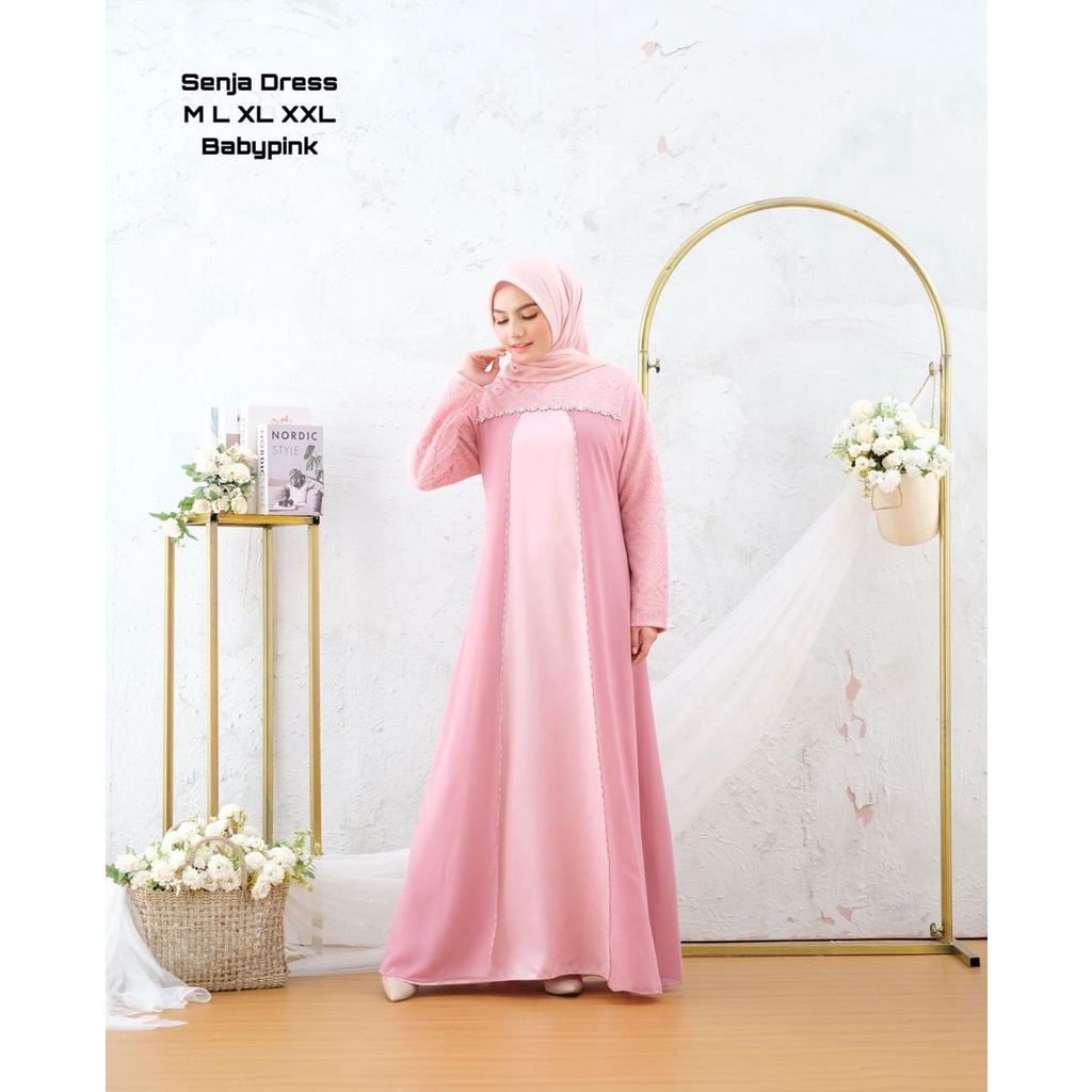 Permata_Olshop / Senja Dress NF / Kebaya Gamis Brukat Pesta / Baju Dress Wanita Modern