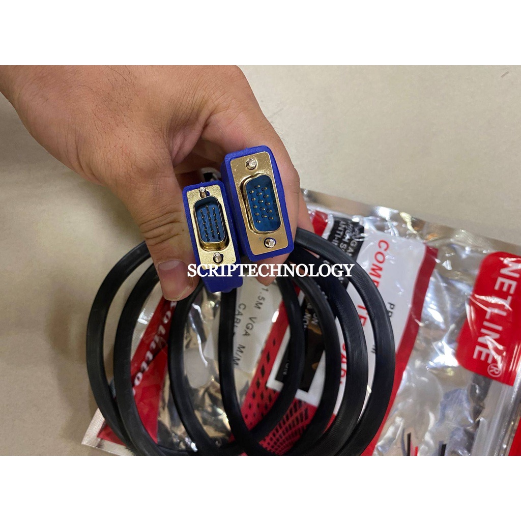 Kabel VGA 1.5m Gold Plate HQ Netline - Kabel VGA 1.5 Meter Male