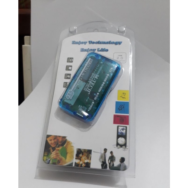 Card Reader SD XD MMC MS CF SDHC TF Micro SD M2 Adapter transparn 6 slot