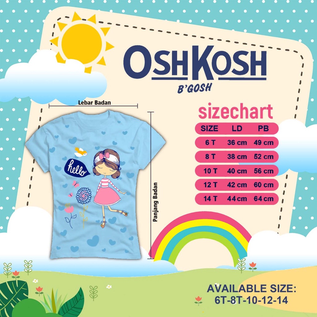 KAOS ANAK PEREMPUAN KARAKTER CANTIK USIA 6-14 TAHUN