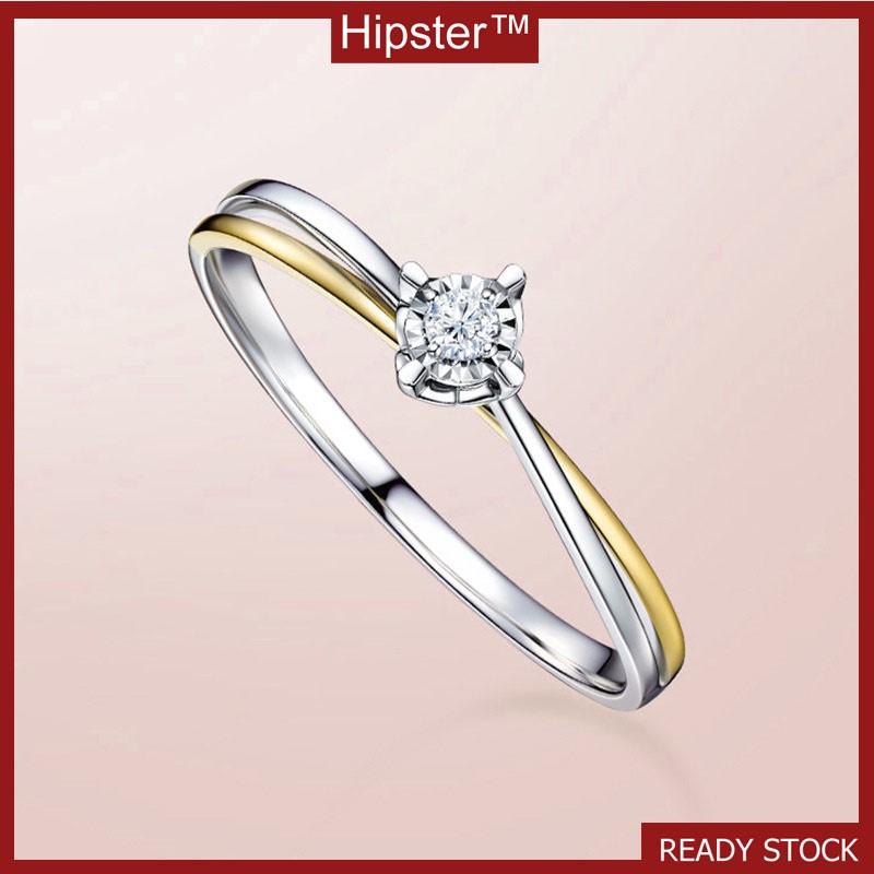 New Hot Sale Simple Fashion Diamond 24K Gold Two-Tone Ring