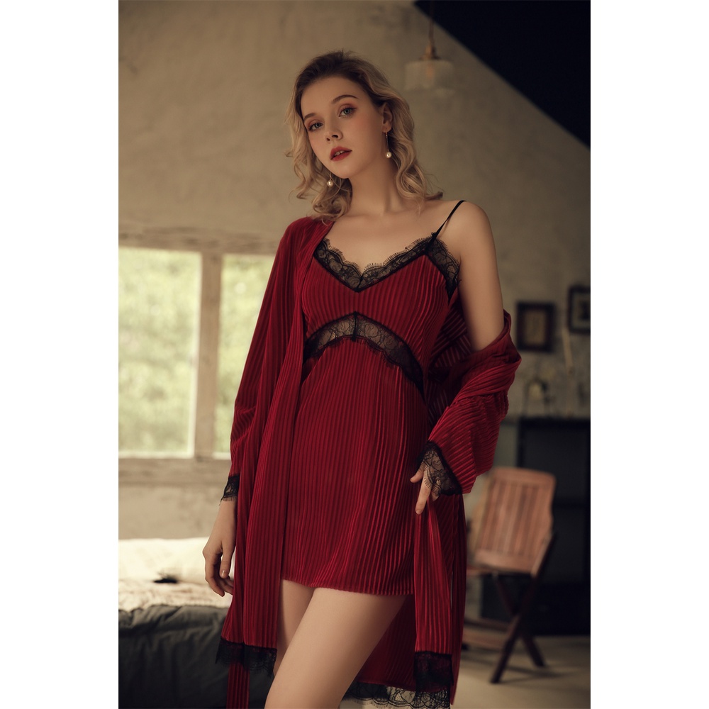 QQ2200 PREMIUM SLEEPWEAR SET Sexy Lingerie KIMONO BABYDOLL VELVET HIGH QUALITY IMPORT by Sexy Kisser