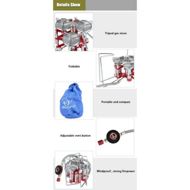 Kompor Bulin BL100-B6-A ultralight camping mini portable triple burner B6A outdoor lipat