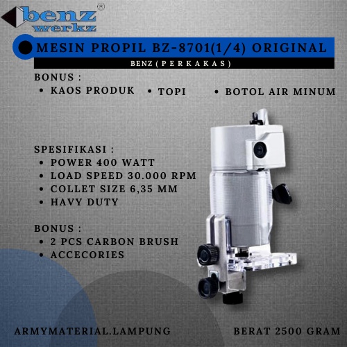 Mesin Propil Kayu BZ 8701 400 Watt Benz Werkz Original / Mesin Wood Trimmer / Mesin Router / Mesin P