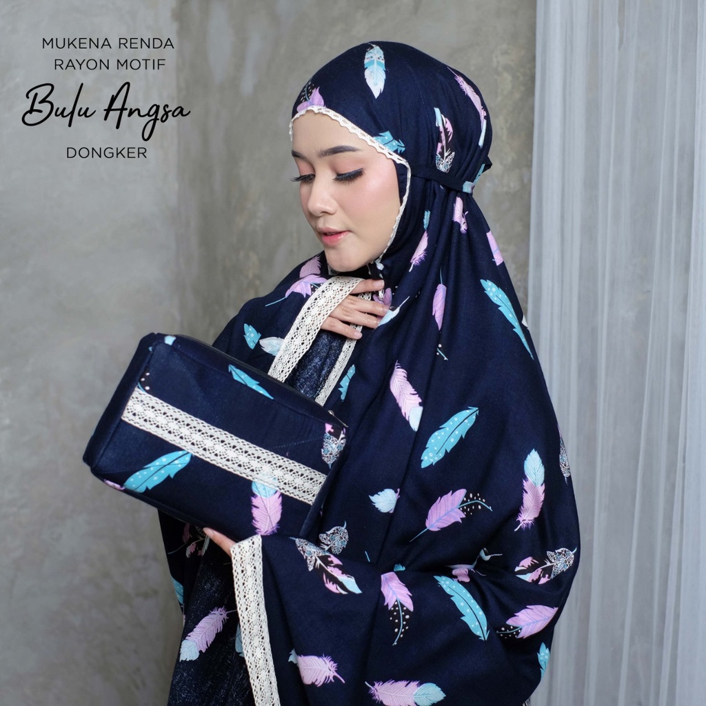 MUKENA BALI TASIK - MUKENA RENDA RAYON DEWASA MOTIF BULU ANGSA