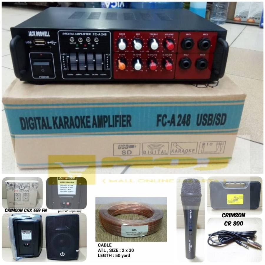 Paket karaoke sound system bluetooth paketan ampli dan speaker home