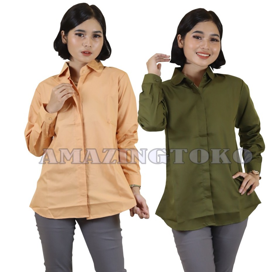 KEMEJA WANITA POLOS / KEMEJA WANITA TOYOBO / KEMEJA WANITA LENGAN PANJANG TOYOBO / BLOUSE