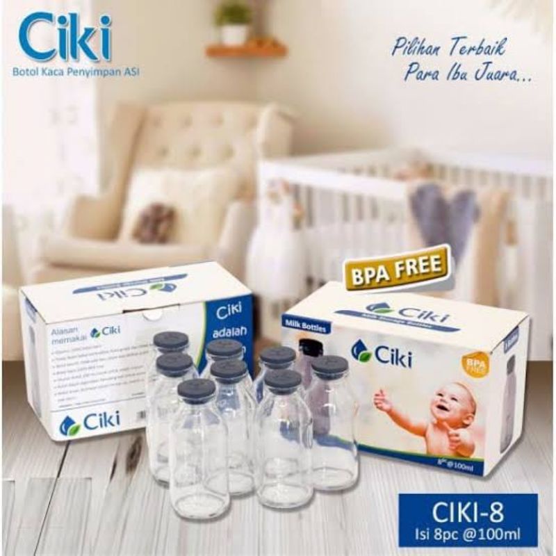 Ciki Botol Kaca Asi  60ml 100ml 120ml - Ciki Storage Bottle BPA Free Baby - Tempat Wadah Asi Bayi Kaca tutup Kuning