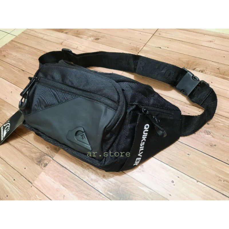 Waist Bag Quicksilver  Tas Pinggang Pria Quicksilver Logo Besi Hitam