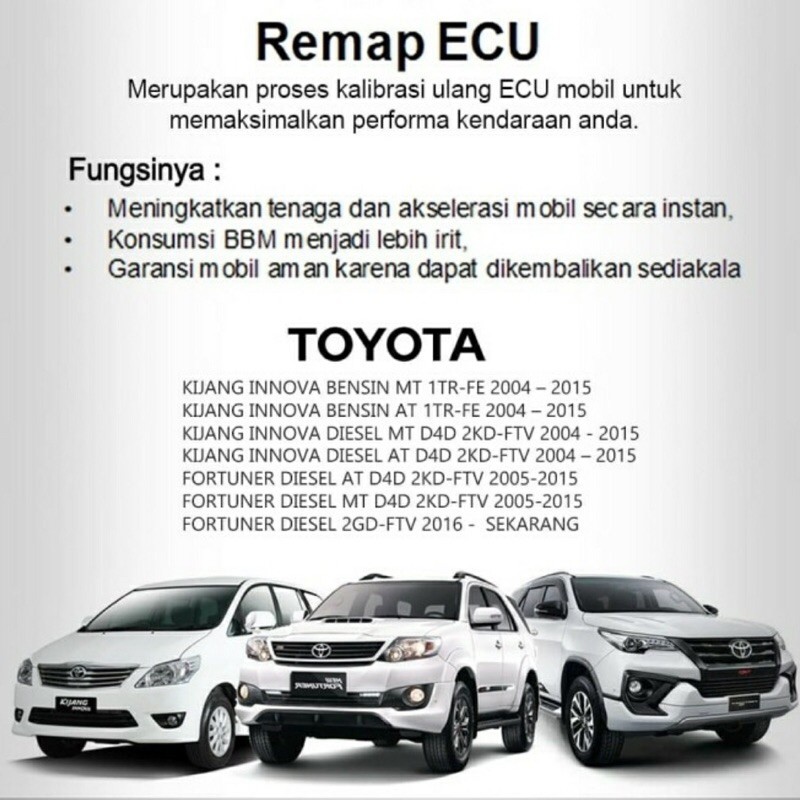 JASA REMAP ECU MOBIL TOYOTA FORTUNER INNOVA