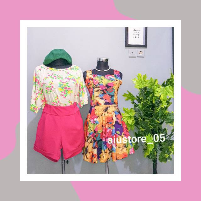 Kaos tropical pink ala korea dress hawai dresscode pantai  blackpink