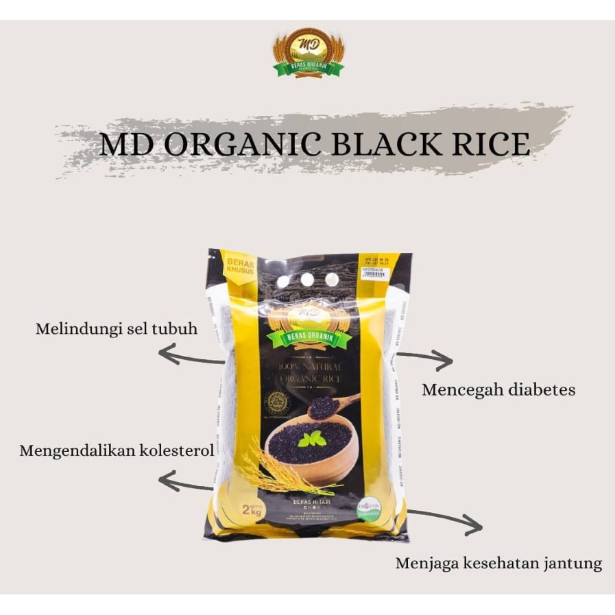 MD - Organic Black Rice Kupas Kulit - Beras Hitam Organik MD 2kg