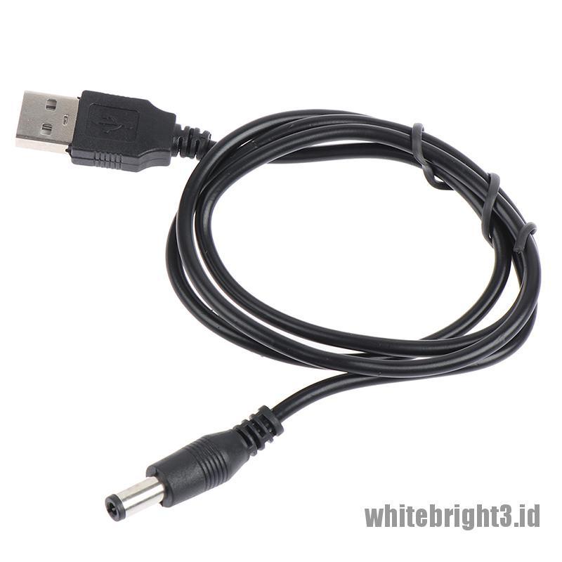 &lt; White3 &gt; Kabel Charger USB Ke DC 5.5x2.5mm Power