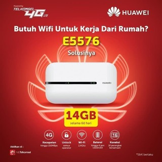 Mifi Modem Wifi 4G All Operator Huawei E5576 Free Telkomsel Kuota 14GB