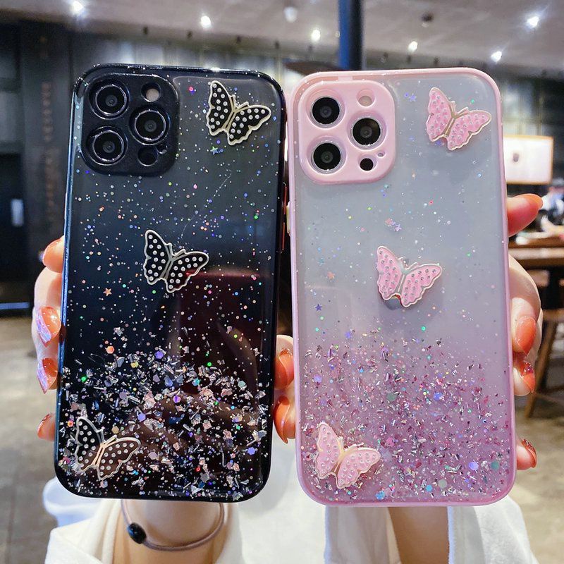case Glitter kupu-kupu elegant mewah oppo a3s realme c1