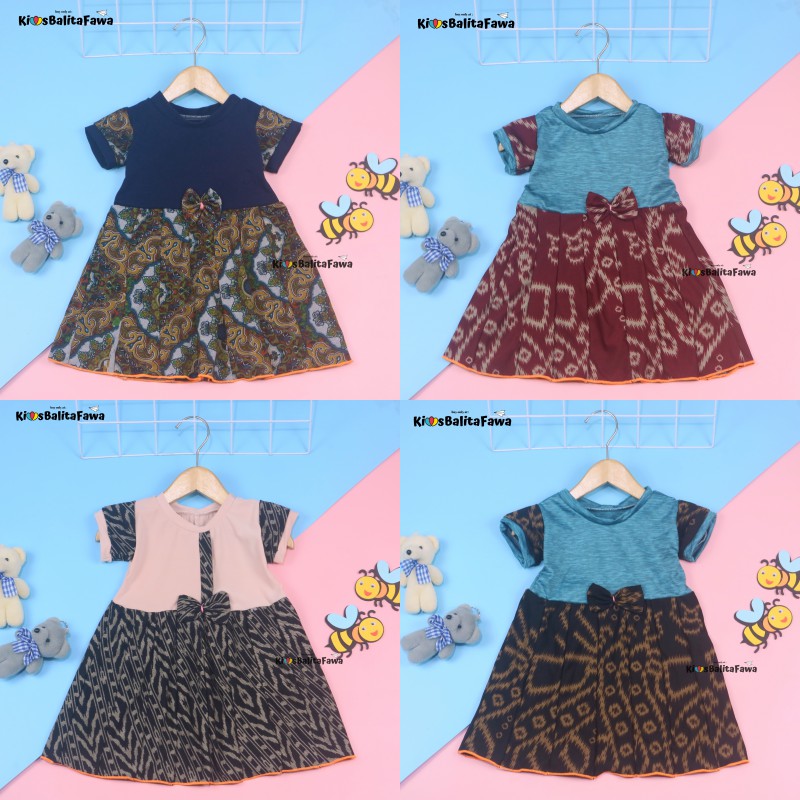 Dress Pita Bayi 3 - 12 bulan (++) / Baby Anak Perempuan Dres Lengan Murah Pesta Gaun Baju Batik Adem