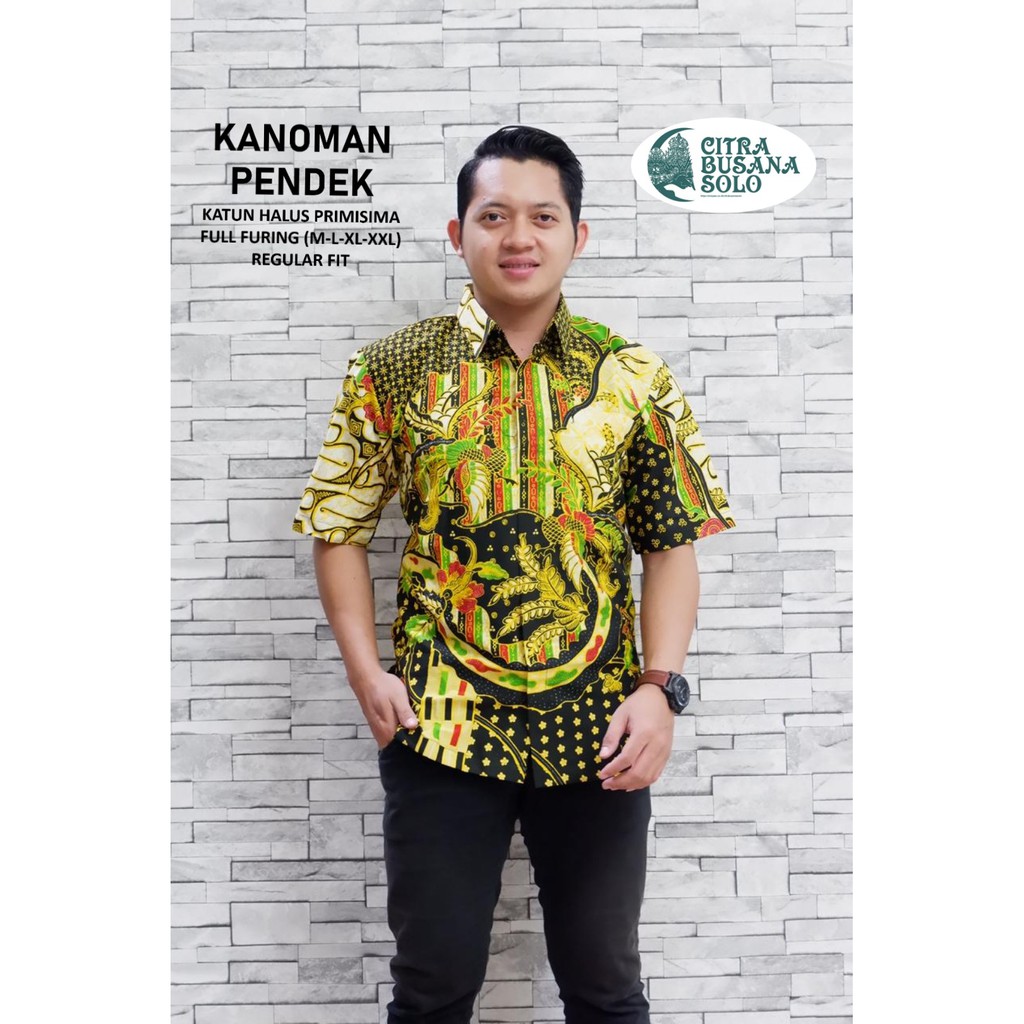 KANOMAN PENDEK Kemeja Batik Pria Full Furing Bahan Katun Primisima