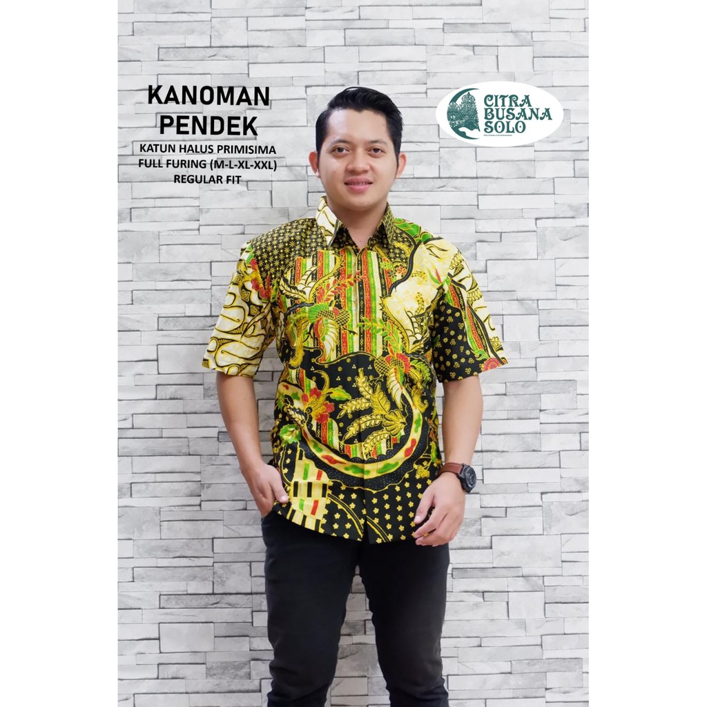 KANOMAN PENDEK Kemeja Batik Pria Full Furing Bahan Katun Primisima