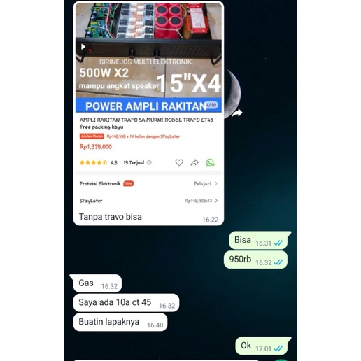power ampli rakitan 500 Watt x 2 belum ada trafo