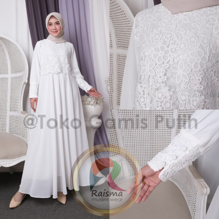 Lebaran Terbaru 2022 Wanita Tulang Elegan Baju Putih Dan Putih Gamis C