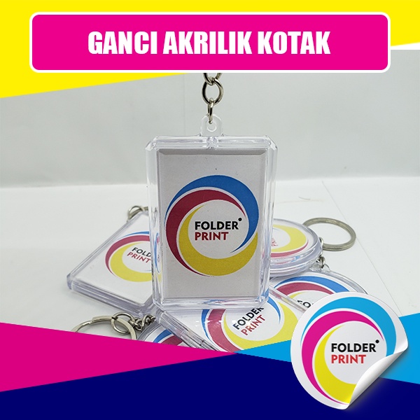 Gantungan Kunci Akrilik Kotak Custom Insert Paper 2 Sisi Free Design