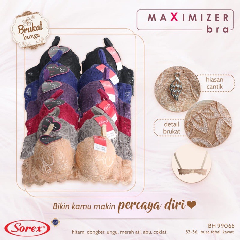 SOREX BH MAXIMAZER PUSH UP BRA 99066 ADA KAWAT BUSA TEBAL CUP B SIZE 32 34 36