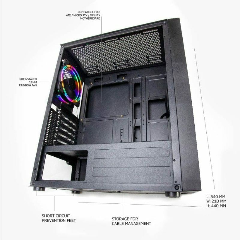 PARADOX Gaming PAINE Casing Komputer ATX - PC Case ATX